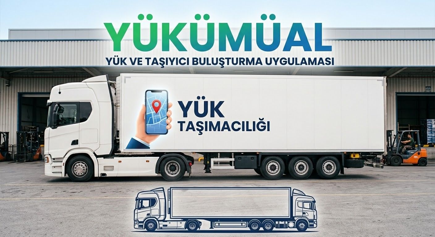 Depo rampasının önünde yüklemeye hazır, YÜKÜMÜAL logolu beyaz tır